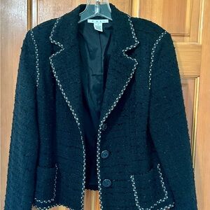 CAbi Black Blazer with White Detailing